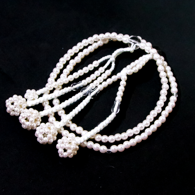 ホワイトパール梵天 数珠 8寸（小・女性向け） プラスチック ビーズ